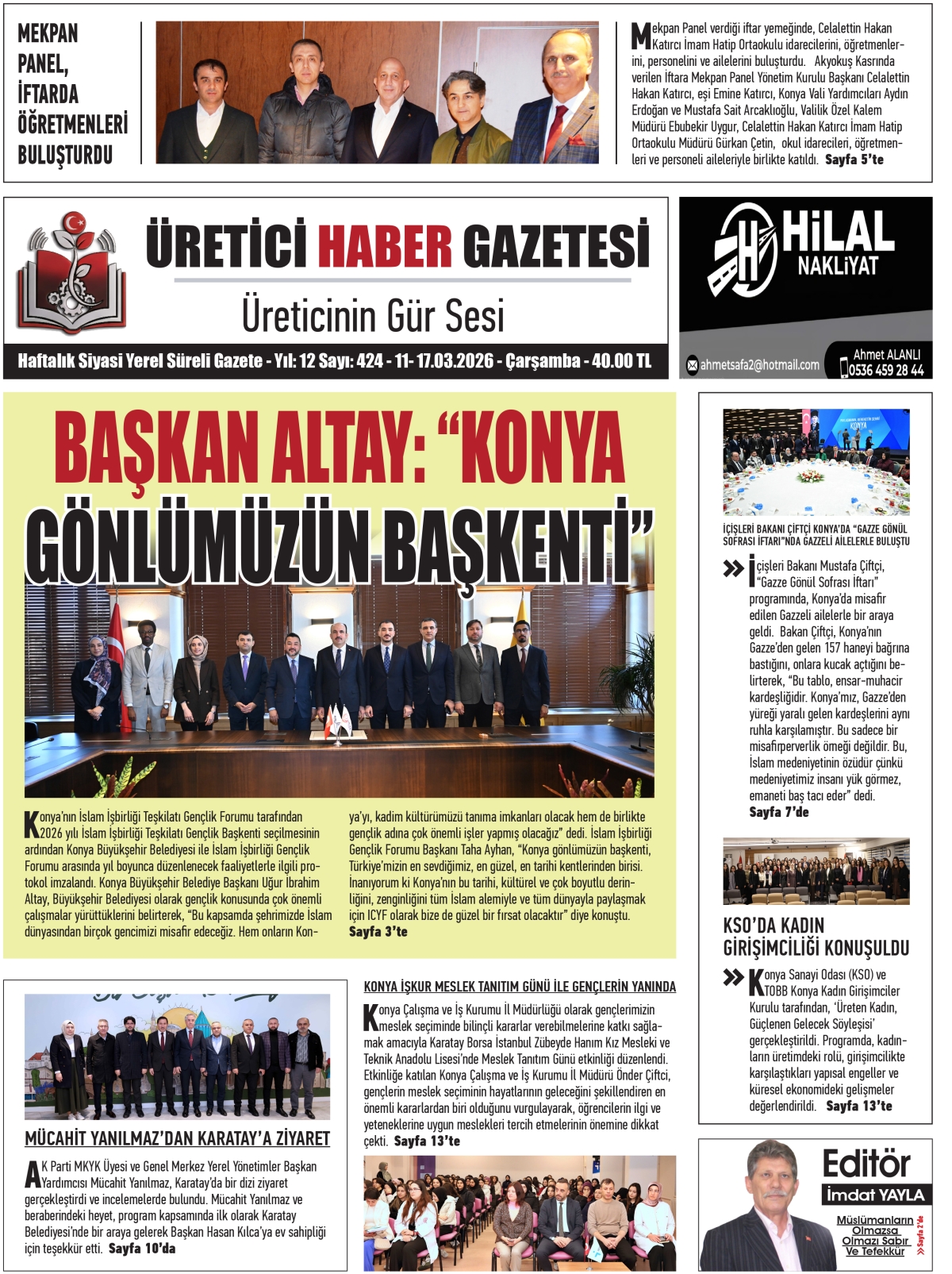 ÜRETİCİ HABER GAZETESİ 11.03.2026