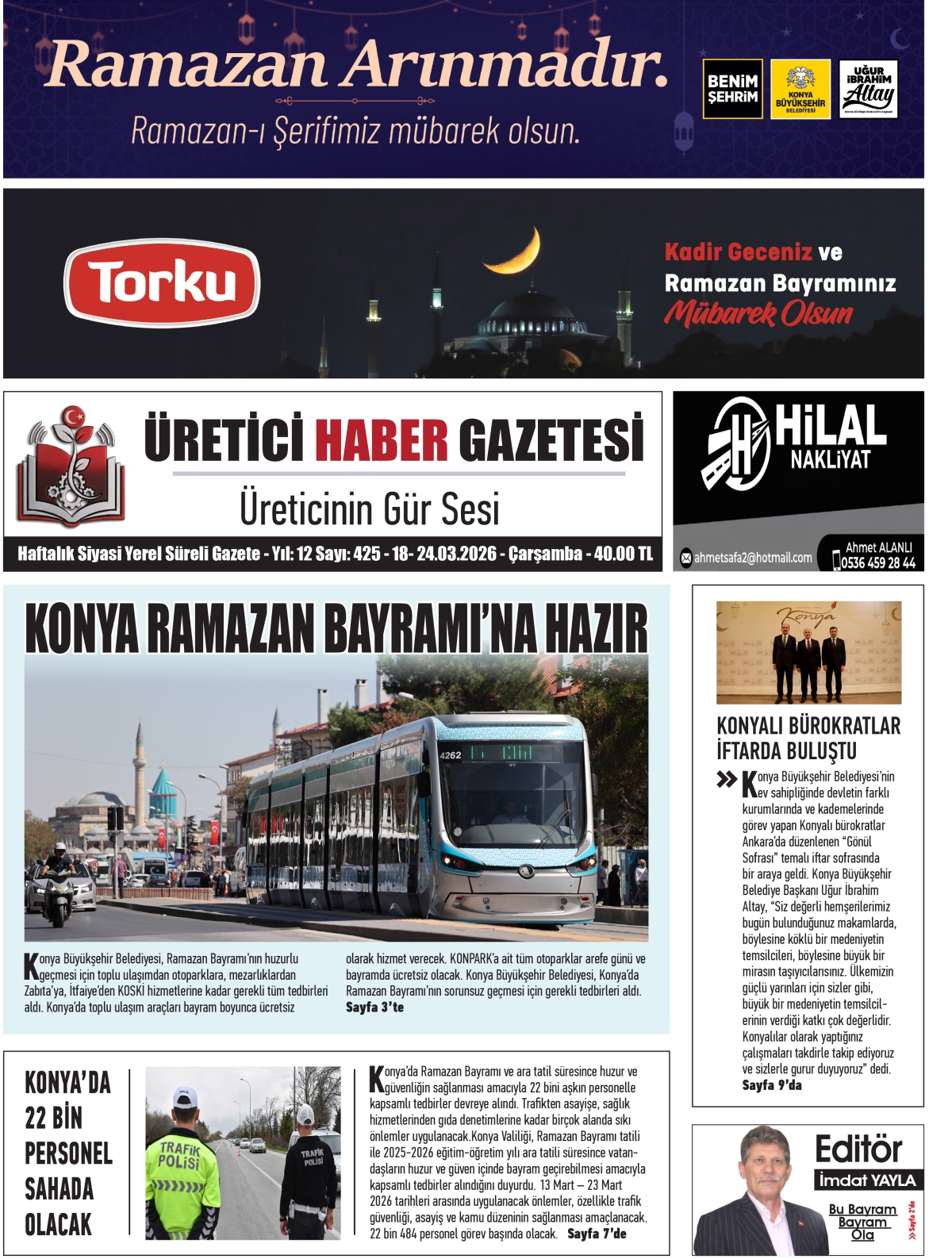 ÜRETİCİ HABER GAZETESİ 18.03.2026