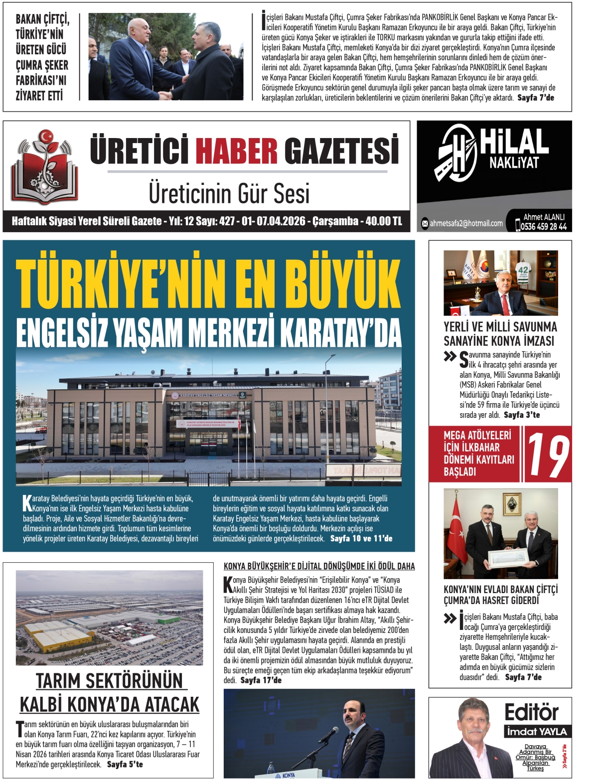 ÜRETİCİ HABER GAZETESİ 01.04.2026