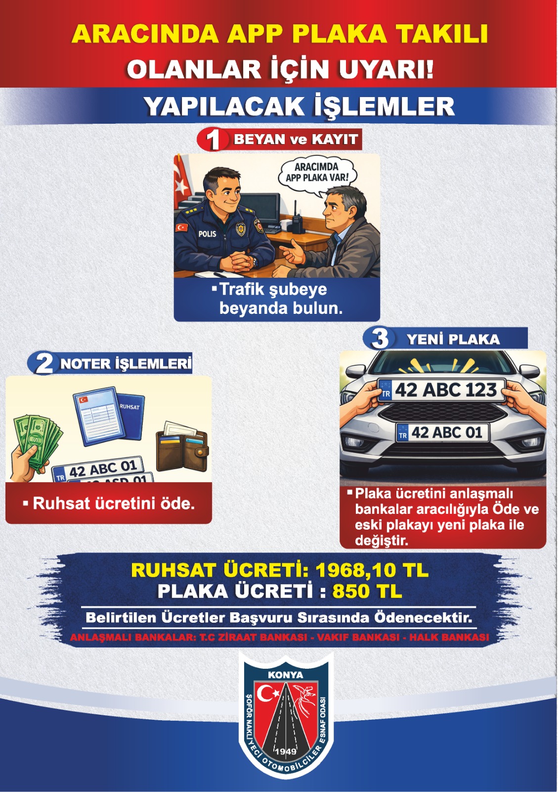 Konya Şoförler Odası’nda APP Plaka Uyarısı
