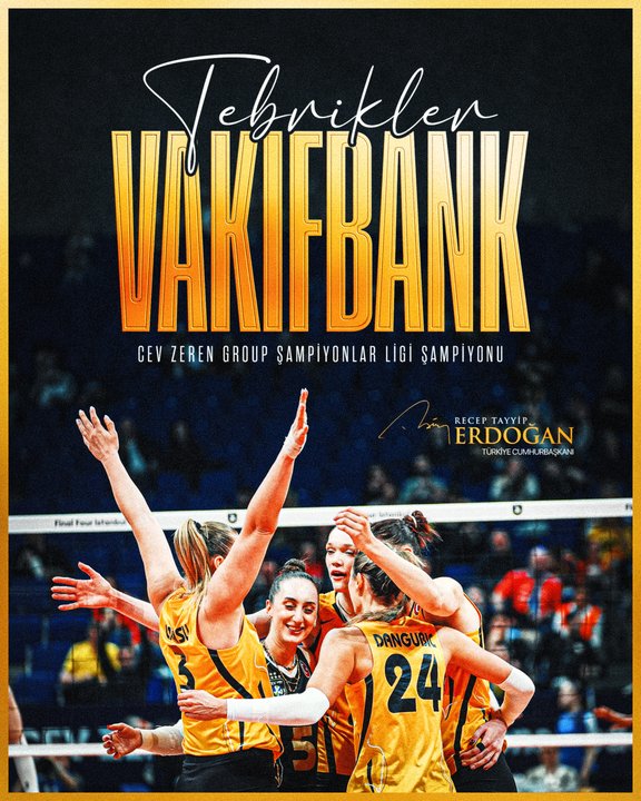 Cumhurbaşkanı'ndan VakıfBank Voleybol Takımı’na Tebrik Mesajı