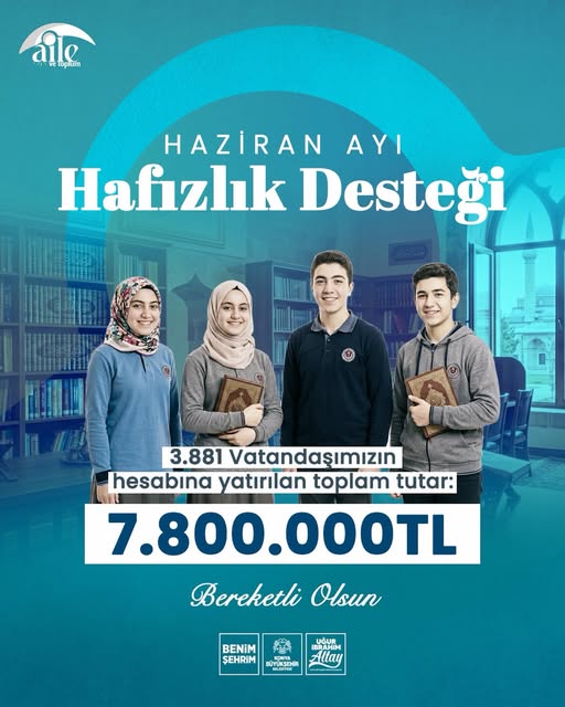 Konya Büyükşehir’den 3 Bin 881 Öğrenciye Hafızlık Desteği