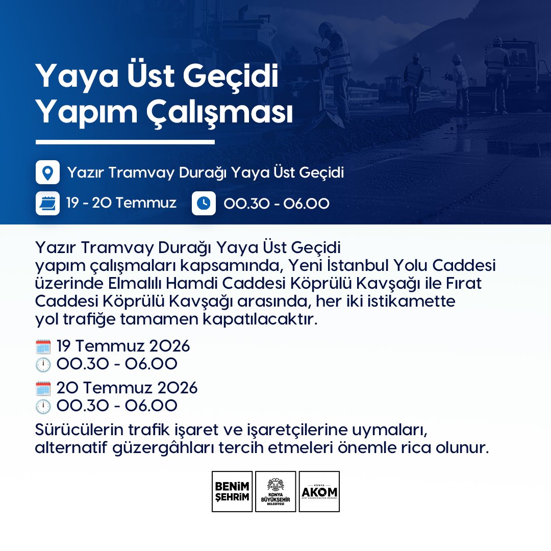 Yeni İstanbul Yolu Araç Trafiğine Kapatılacak