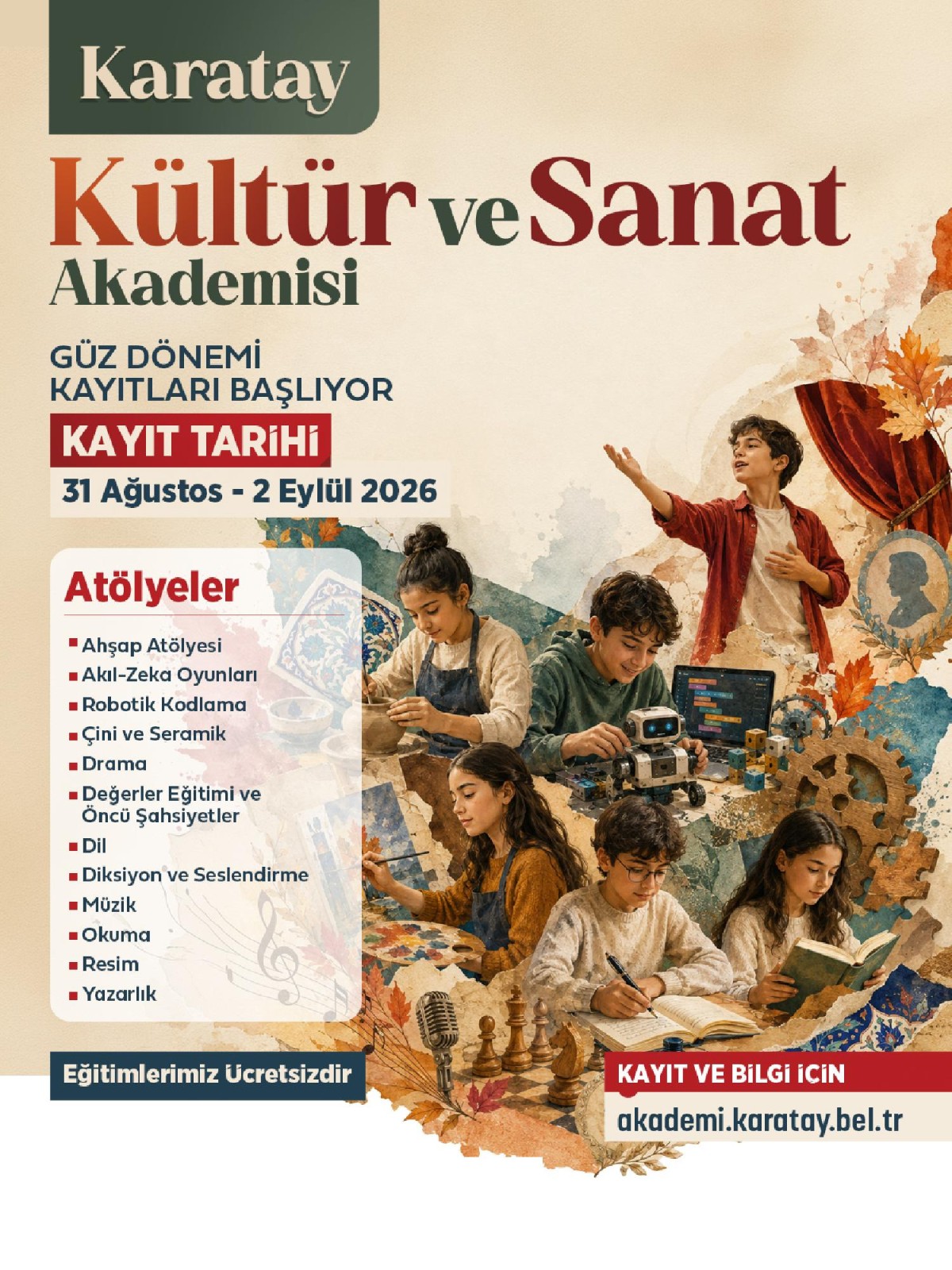 Kültür ve Sanat Akademisi’nde Güz Dönemi Kayıtları Başladı