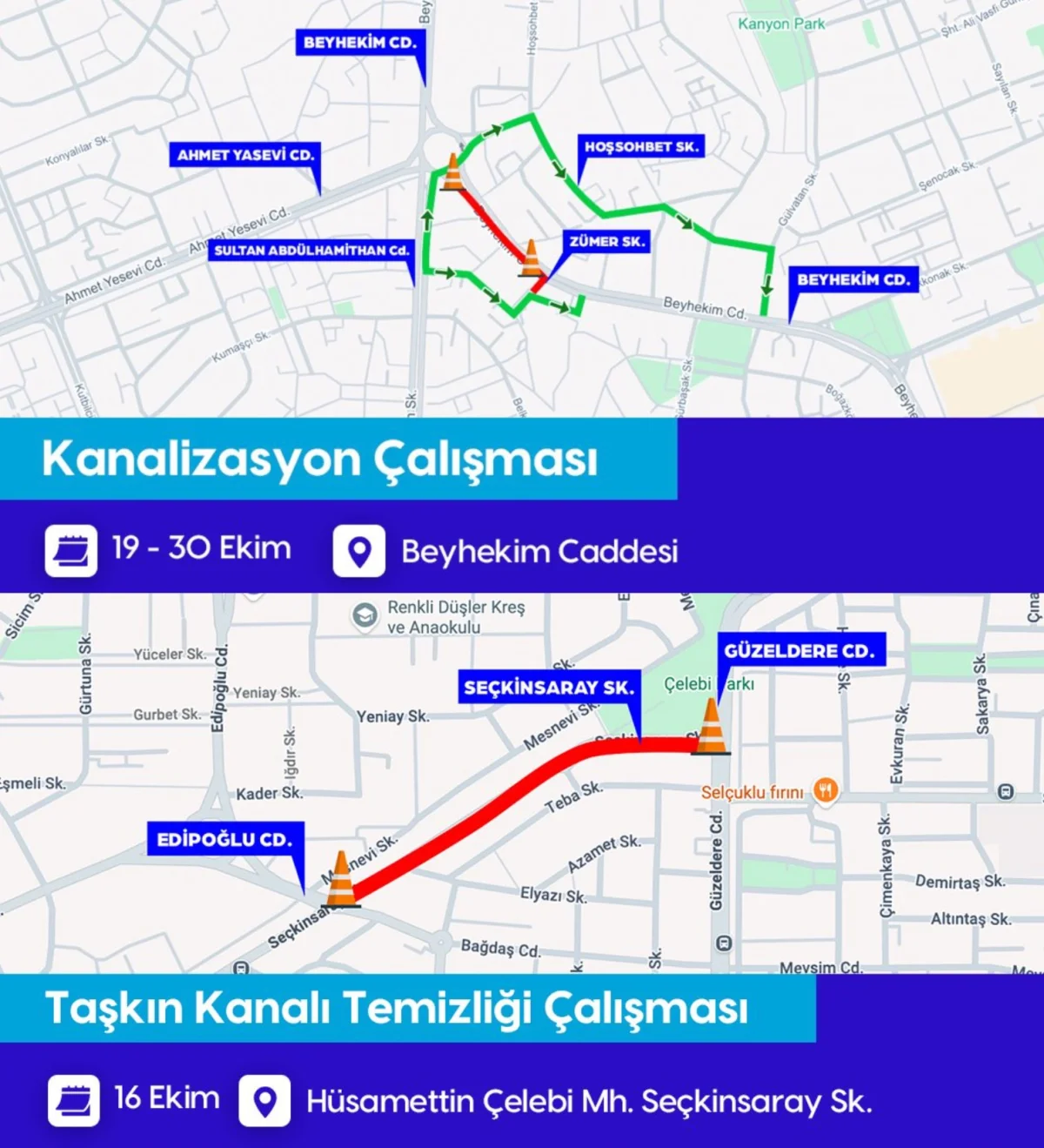 5 Ana Arterde Yol Kapatma ve Trafik Daraltması Başladı