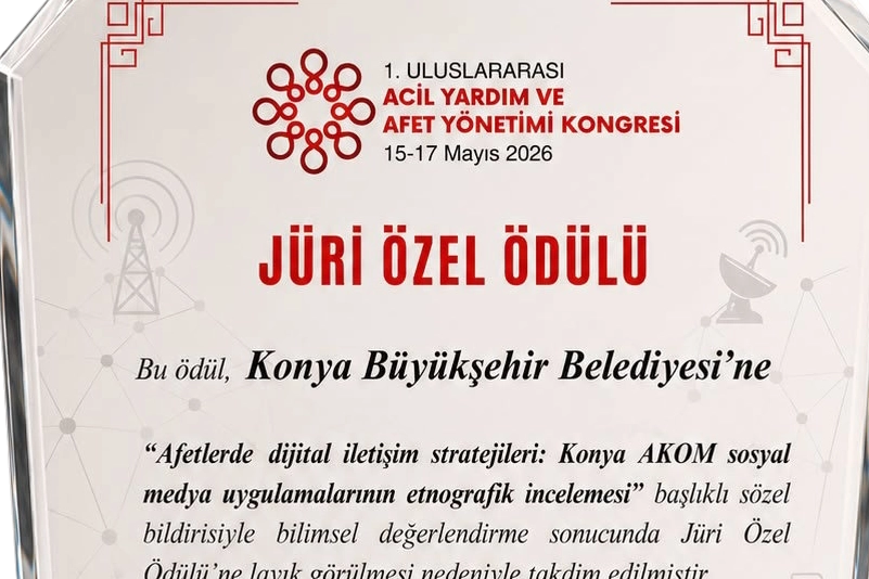 Konya AKOM’a Uluslararası Kongreden Jüri Özel Ödülü