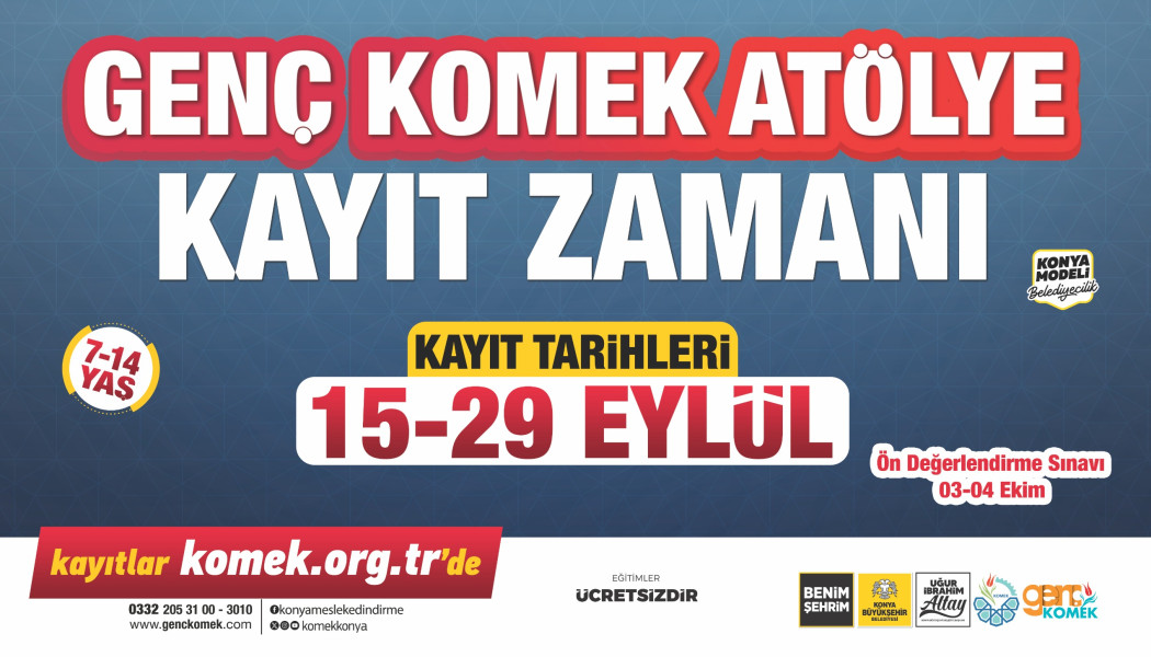 Genç KOMEK Atölyeleri’nde Kayıtlar Başladı